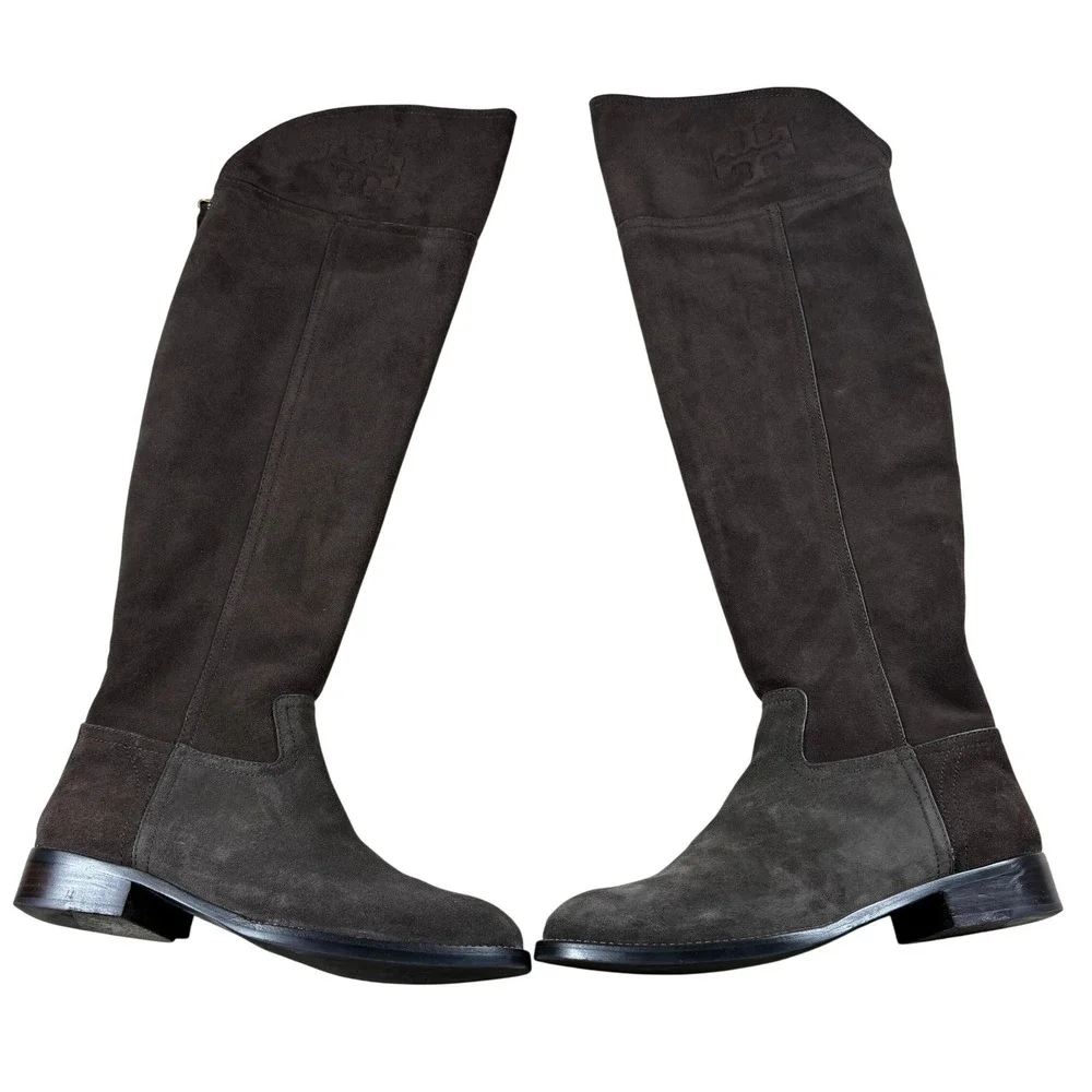 Tory Burch Brown Suede Over The Knee Boots Low Block Heel Size 8M